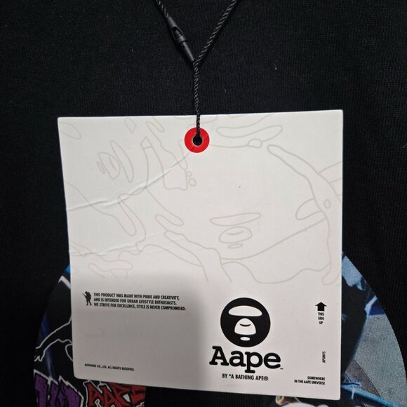 Aape by A BATHING APE Moonface logo print tee in Black - Size Small - Picture 7 of 10